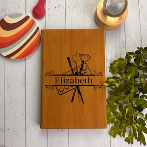Artist Leather Sketchbook with Paint Brush & Palette Engraved Design | Handmade Art Journal | Drawing Notebook | Creative Gift | Studio