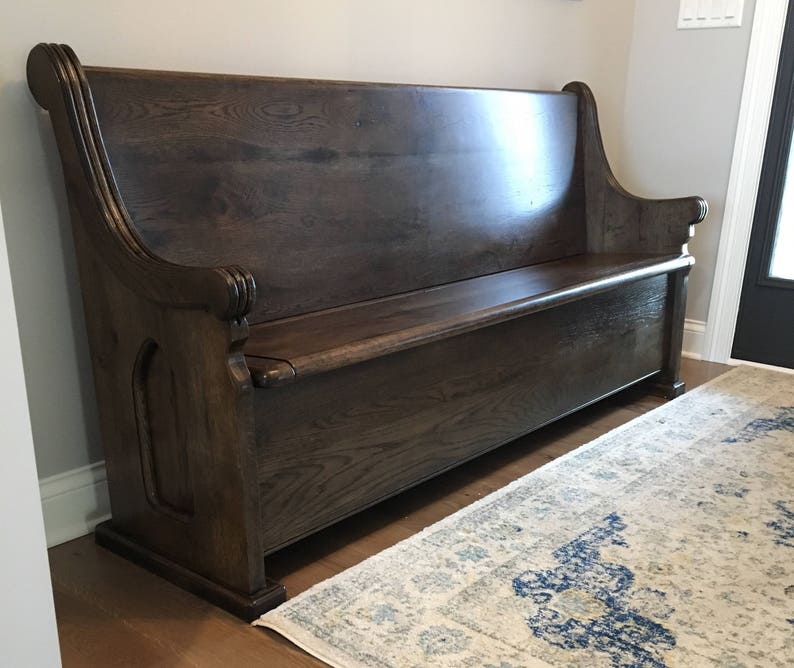 72 Stained Oak Church Pew with Storage also available in Pine