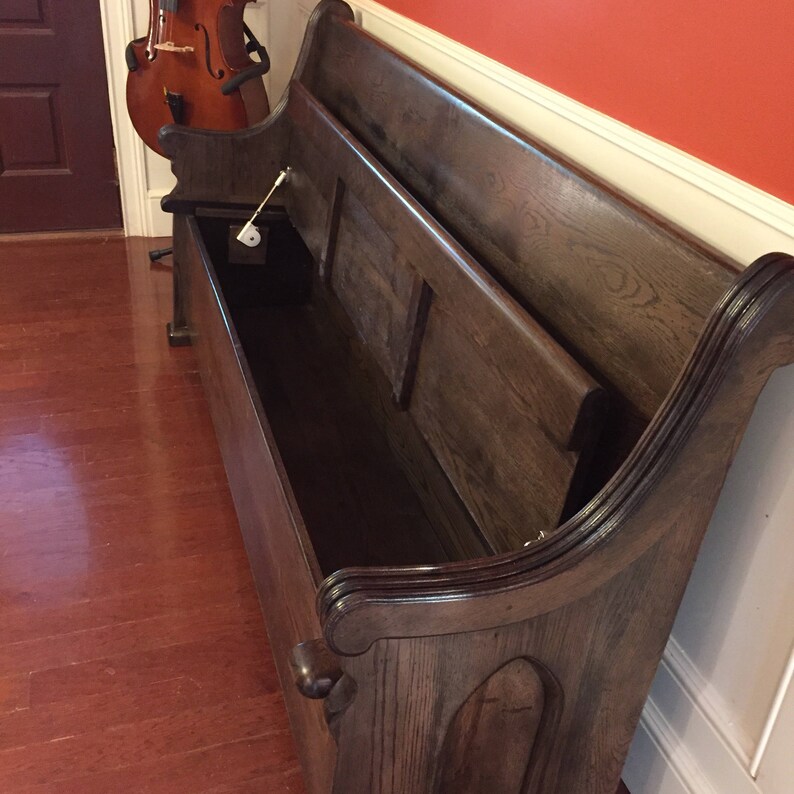 72 Stained Oak Church Pew with Storage also available in Pine