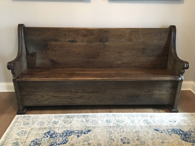 72 Stained Oak Church Pew with Storage also available in Pine
