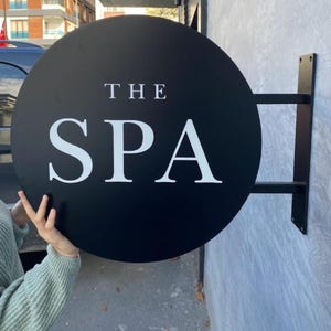 Blade Sign, Salon And Spa Sign, Double Sided Flag Sign, Outdoor Logo Sign, Hanging Sign, Wall Mounted Shop Sign, Exterior Sign, Cafe Sign