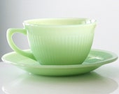 Fire King Jadite Jadeite Jane Ray Cup and Saucer