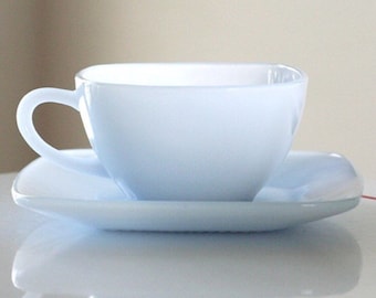 Anchor Hocking Fire King Azurite (Periwinkle Blue) Charm Square Cup and Saucer
