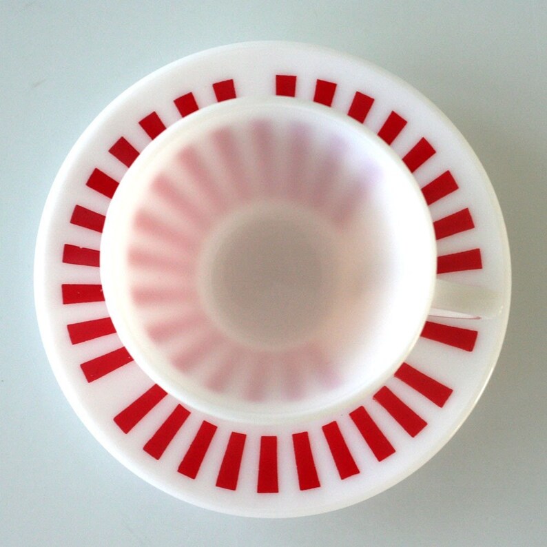 Hazel Atlas Red Candy Stripe Teacup and Saucer image 3