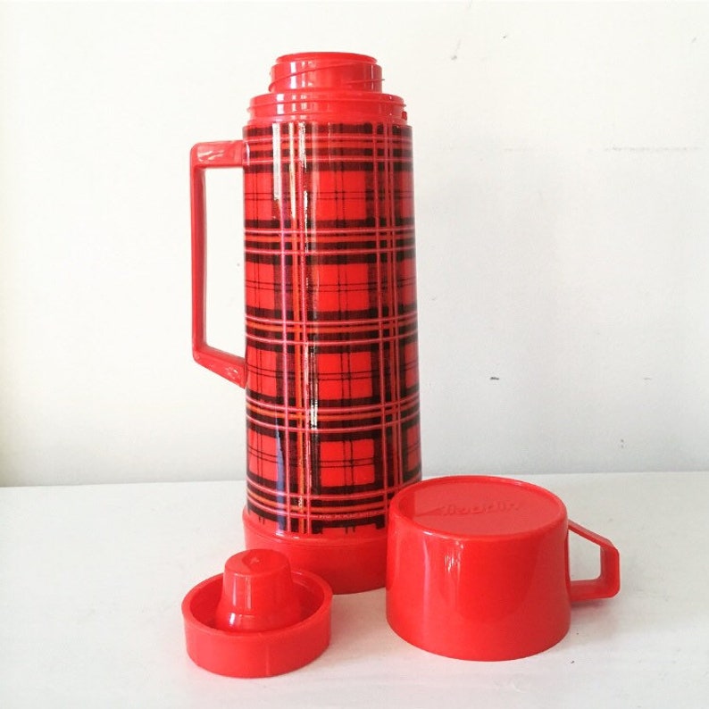 Vintage Aladdin® Red Plaid Plastic Insulated Thermos Etsy