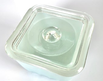 Glasbake Turquoise Blue Square Fridgie, Plat de réfrigérateur