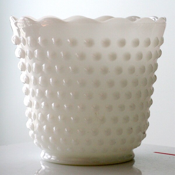 Milk Glass Hobnail Flower Pot