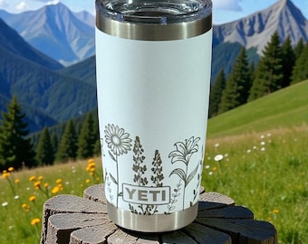Flower Engraved Yeti Tumbler
