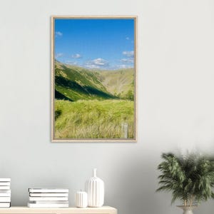 Scotland Landscape Framed Canvas Print: Mountain Meadow Art