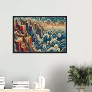 Framed Digital fantasy art print of Scotland&#39;s Shoreline (swirl), fantasy art, canvas print, wall art