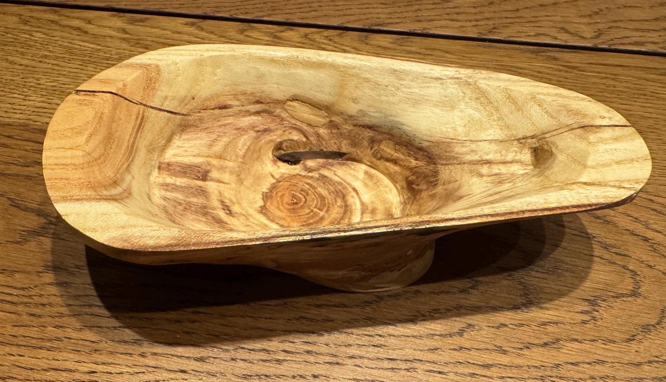 Black Cherry Wood Valet Tray | Natural Form Catchall | Rustic Home Decor