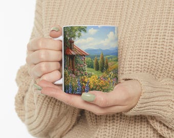 Cottage Meadow | Charming Floral Pattern Coffee Mugs | Flower Prints, Botanical Designs, & Flower-Themed Gifts