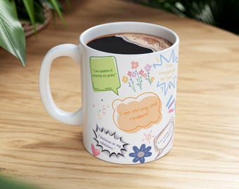 Daily Affirmations Mug | Motivational Mug | Positivity Mug | Glow Up Teacup | Self Care & Mindfulness