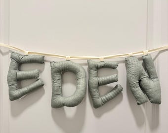 Custom Puffy Name Garland - Handmade Fabric Banner -Personalized Handmade Kids Decor - Puffy Letter Banner - Nursery Wall & Baby Shower Gift