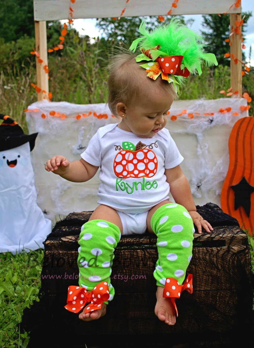 Girls Fall/Halloween/Thanksgiving OutfitOTT Hair Bow and Leg Etsy