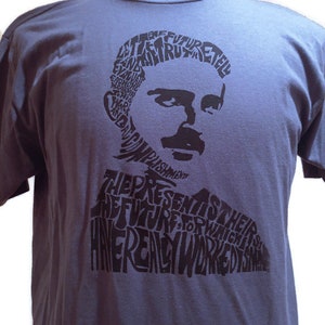 Nikola Tesla T-shirt HAnd Printed Silkscreen Screenprint Graphic Tee Quote image 3