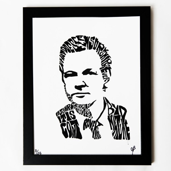 Julian Assange Wikileaks Art Print | 10 x 14 | Hand Printed Silkscreen Screenprint Poster Wall Art