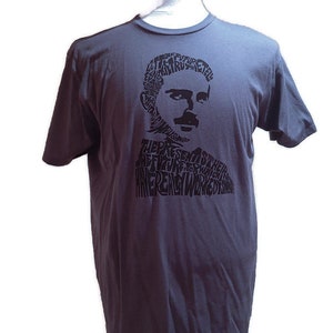 Nikola Tesla T-shirt HAnd Printed Silkscreen Screenprint Graphic Tee Quote image 2