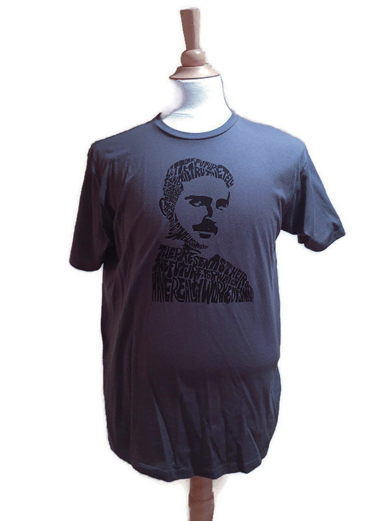 Nikola Tesla T-shirt HAnd Printed Silkscreen Screenprint Graphic Tee Quote image 1