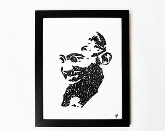 Mahatma Gandhi Silkscreen Print | 10 x 14 | Hand Printed Silkscreen Screenprint Poster Wall Art