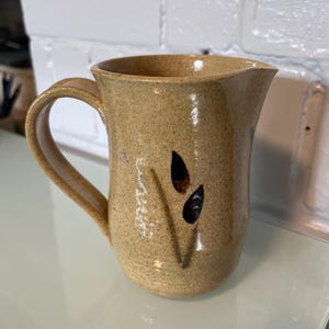 Vintage Studio Pottery Stoneware Creamer Small Pitcher Handmade Handpainted Artist Signed