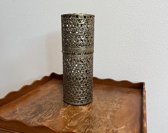 Vintage Hollywood Regency Gold-Tone Filigree Hairspray Can Holder