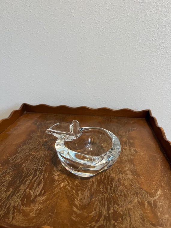 Vintage Art Vannes France Crystal Apple Trinket Dish/Ashtray