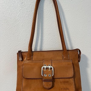 Vintage Fossil Brown Leather Hand Bag or Shoulder Bag, Built In Wallet/Organizer