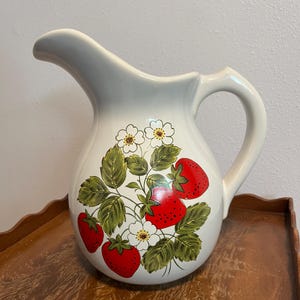 Vintage McCoy USA Pitcher with Strawberries and Blossoms