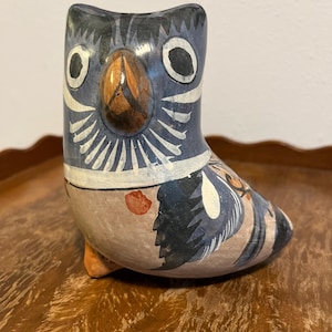 Vintage Hand Painted Tonala Owl, Made in Mexico