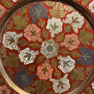 Vintage Enameled Brass Tray/Decorative Brass Wall Hanging image 3