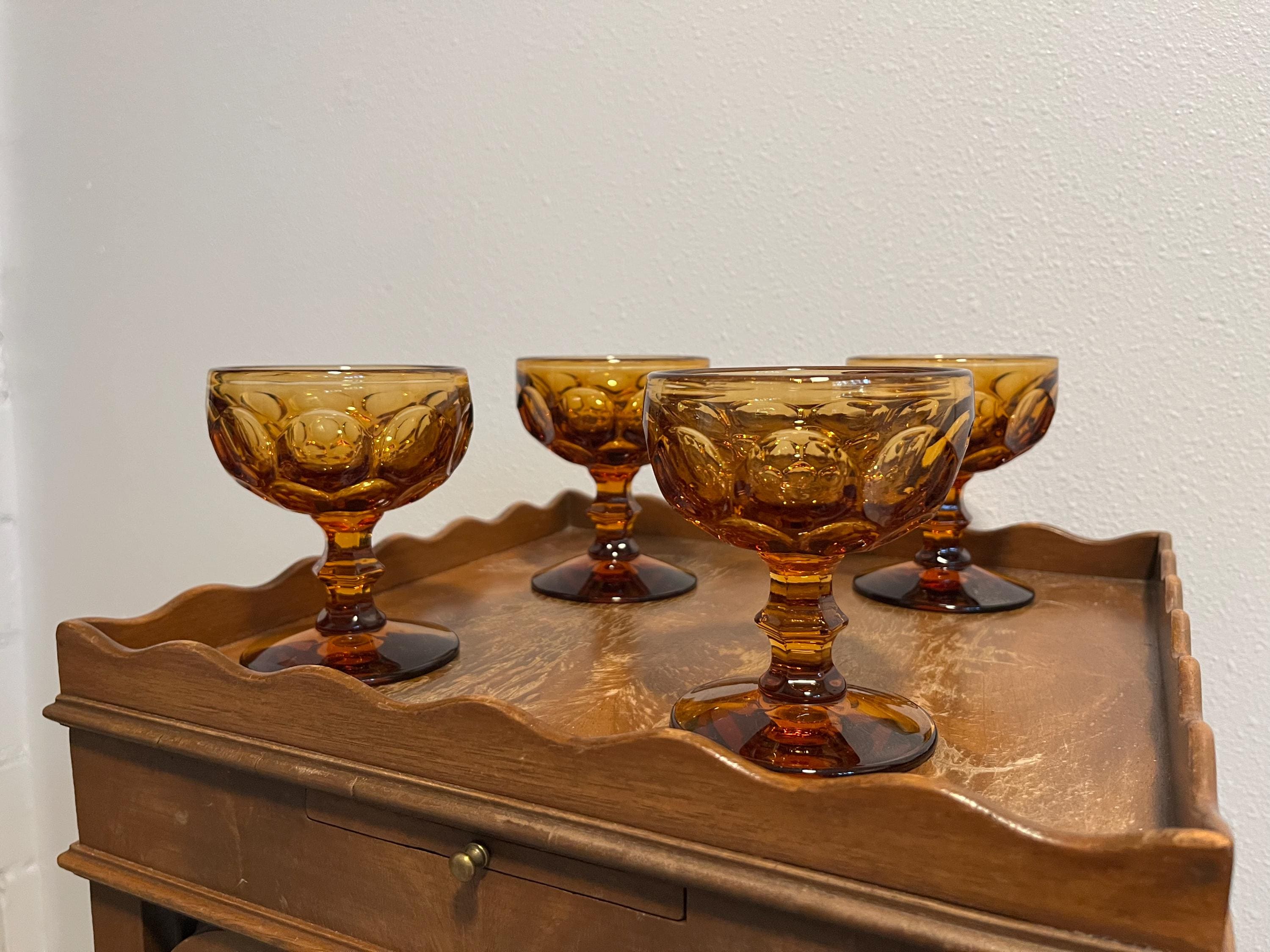 Lot De 4 Verres à Dessert Vintage - Motif Glaçons - Mexique - Occasion