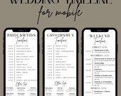 Mobile Wedding Day Timeline Template, Editable Wedding and Reception Timeline, Wedding Weekend Timeline, Bridal Party Schedule