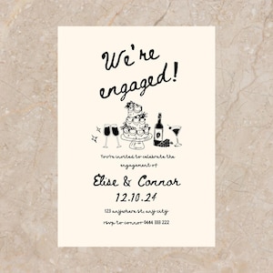 Minimalist Engagement Party Invite | Editable Invitation Template | Champagne & Wine Theme | Printable Engagement Invitation