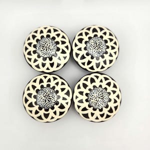 Hand-Painted Wood Drawer Knob: Brown and Cream Floral Neutral Hardware