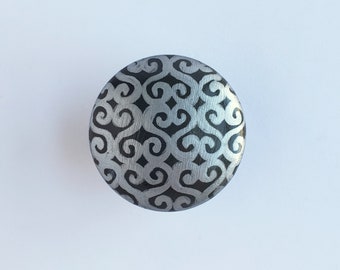 Drawer Knob, Single Knob, gray drawer pulls, silver drawer knobs, home decor knobs Art Deco knobs, gray pulls, neutral knobs, hardware