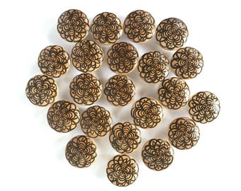 Hand-Painted Wood Drawer Knob: Brown Floral Decor