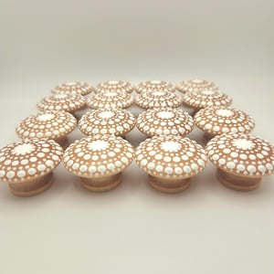 Hand-Painted Wood Drawer Knob: White Mandala Design Neutral Decor image 4