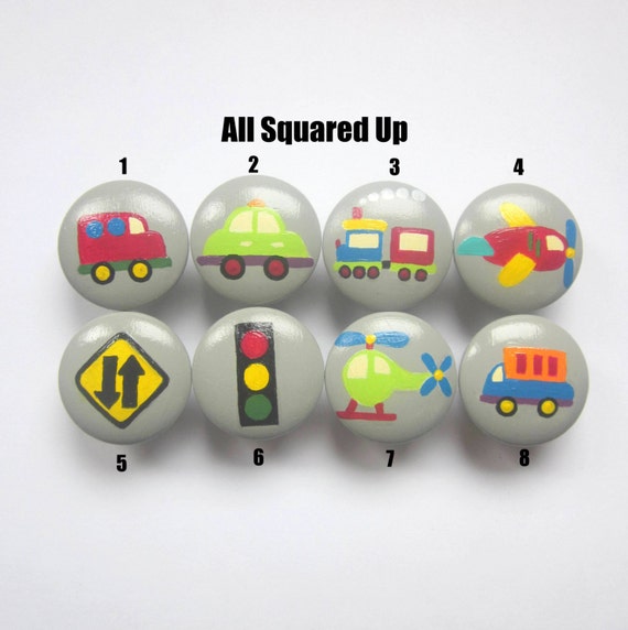 Items similar to Set of 8Gray Transportation themed Drawer Knobs with