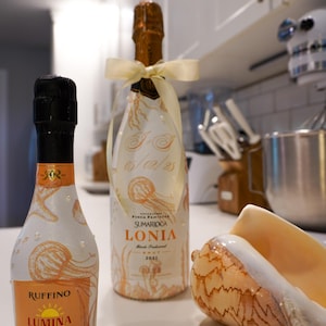 Custom Design Painted Champagne Bottle