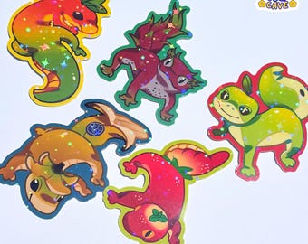 Fruit Gecko Stickers - 3" Vinyl w/ Star Holographic