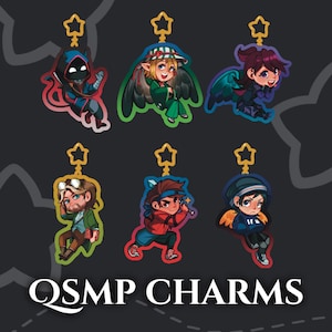 QSMP Chibi Clear Acrylic Charms w/ Semi-Transparent acrylic - By Sage Felix