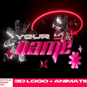 AANGEPASTE** 3D-animatie + logo Y2K chroom / YouTube-intro, Twitch-intro, bannerontwerp, kanaallogo, posterontwerp, metallic