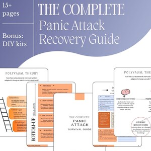 May include: A digital guide to understanding and managing panic attacks. The guide features a colorful design with a title that reads "The Complete Panic Attack Survival Guide".