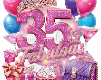 35th Birthday Clipart | Feliz Cumpleaños (Digital Download)