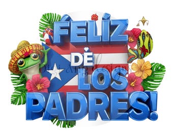Father's Day | Feliz De Los Padres PR Flag Sublimation PNG Clipart, Red Blue Digital Download,  300 DPI
