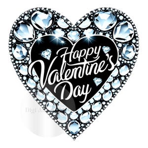 Joyeuse Saint-Valentin, coeur bleu avec gemme PNG | Téléchargement instantané par sublimation | Image haute qualité 300 ppp