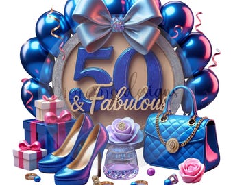 50th Birthday Blue Clipart | Feliz Cumpleaños (Digital Download)