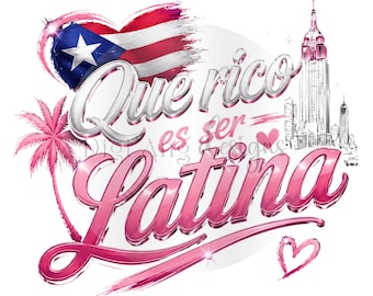 Latina Nuyorican Pride PNG, Puerto Rico Flag Heart (Digital Download)