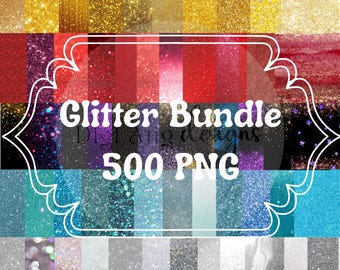 500 Glitter Bundle PNG, High-Quality Glitter Art, Digital Instant Download Scrapbooking, Junk Journal, Paper